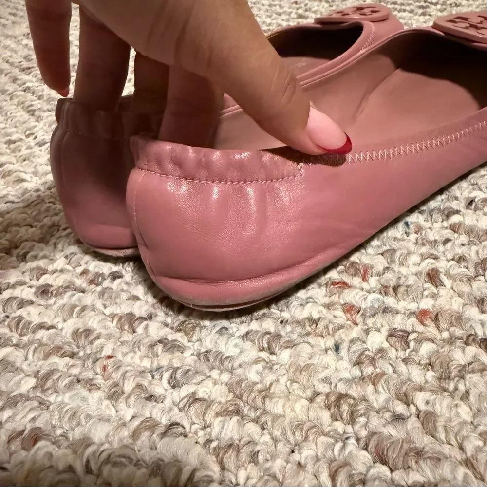 Tory Burch Minnie Travel Ballet with Leather Logo in Rosa- Size 9.5
